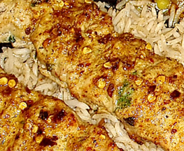 Image of delicious Chicken Seekh Kabob and rice at Jasa Kabob on Canton Square Baltimore MD